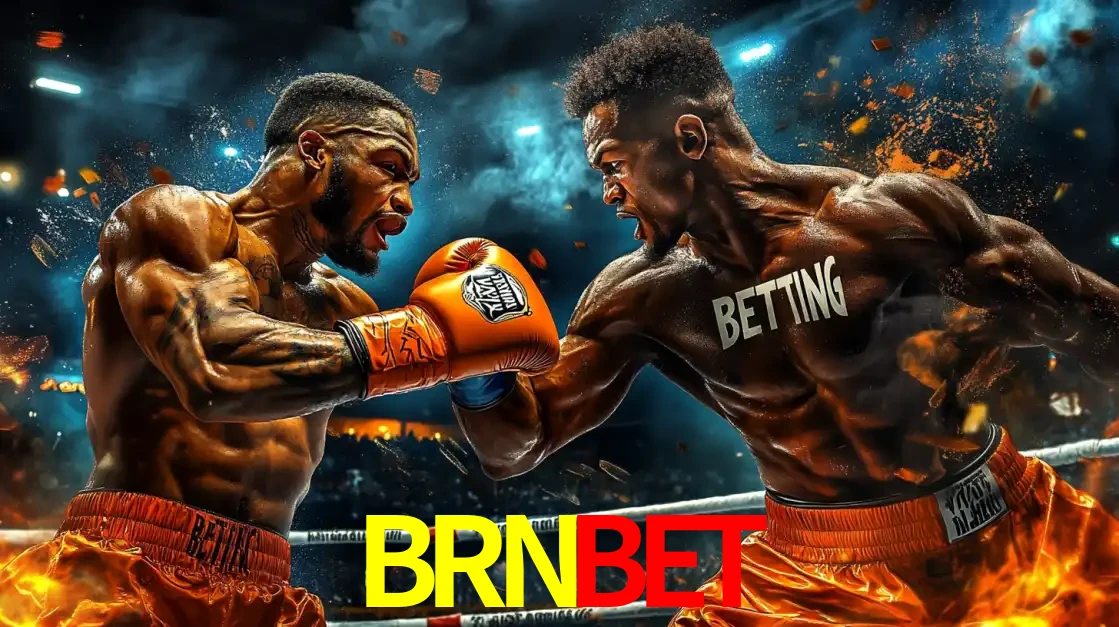 Dois boxeadores em uma luta intensa e explosiva, representando a adrenalina e as oportunidades de apostas em esportes de combate disponíveis na plataforma BRNBET.