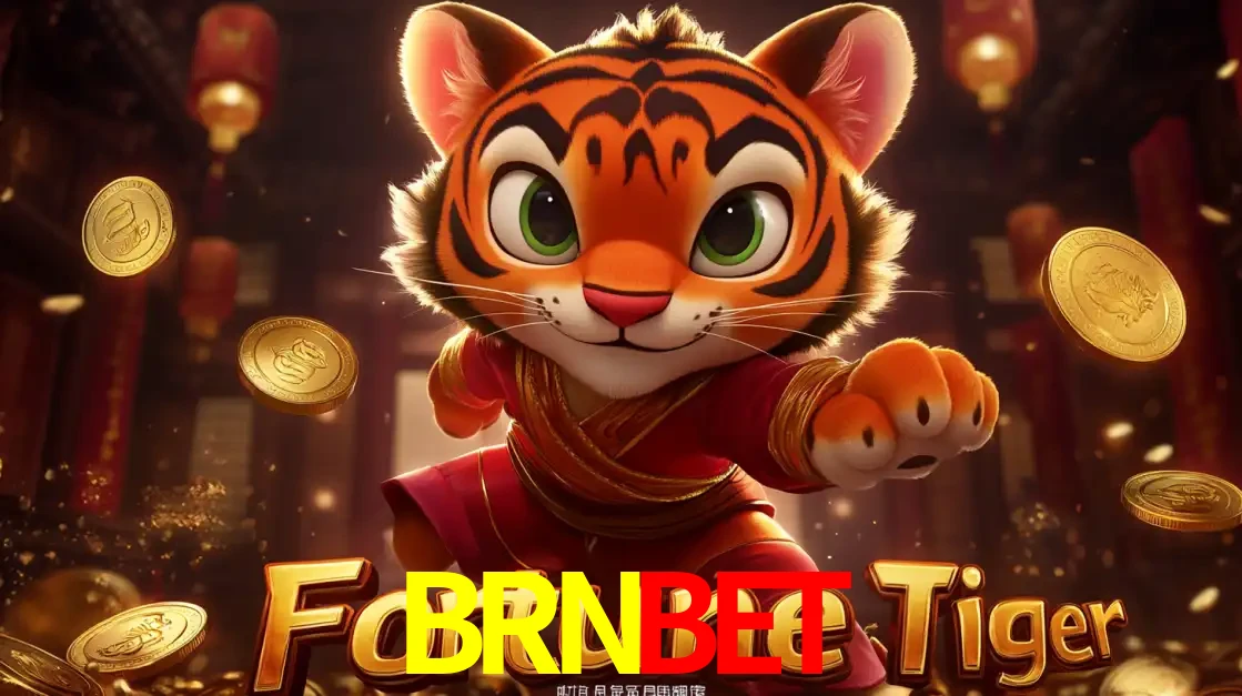 O carismático mascote do jogo de slot Fortune Tiger, um tigre fofo em pose de artes marciais, pronto para trazer sorte e multiplicadores de ganhos no cassino online BRNBET.